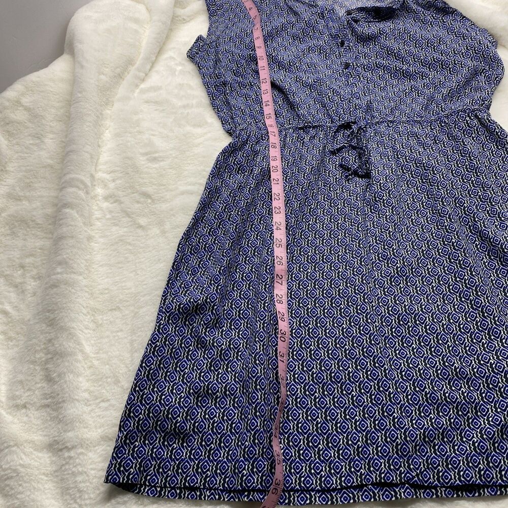 LOFT Ann Taylor Blue Geometric Medallion Dress M Sleeveless Mod Boho Mini - Picture 6 of 6